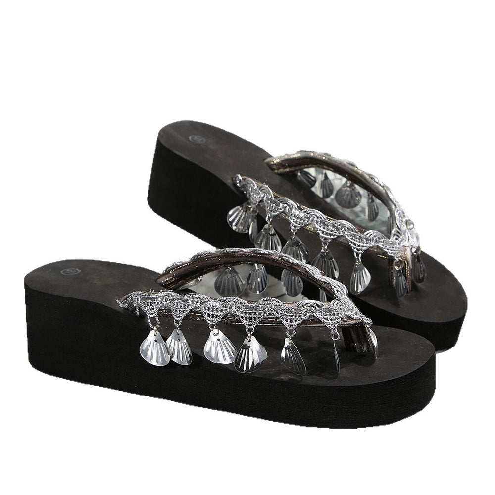 plus size flip-flops for women, 2025 summer european and american style, temu hot seller, lightweight outdoor wear, tassel sandals for women
