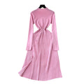 Sweaterdress women's inner wear classy sense waist slimming lookelegant button design pleated knitting bottom skirt long skirt