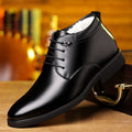 Men's winter cotton shoes, fleece-lined warm thickened leather boots, thick fleece fur integrated boots, business soft leather high-top shoes