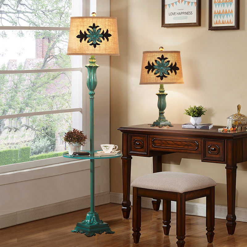 Green floor lamp living room bedroom american bedside lamp nordic coffee table floor lamp frenchretro lamp storage rack