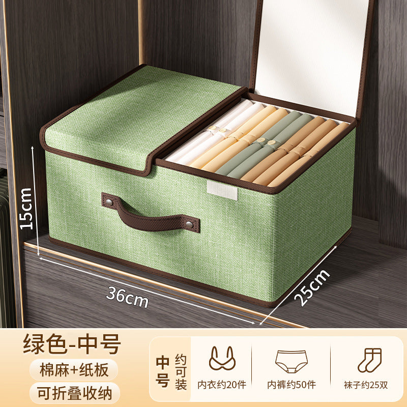 Clothes storage box with lid Household wardrobe Clothing pants separation and sorting box Box Fabric folding storage box artifact