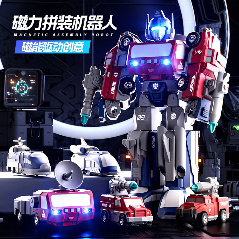 Guochao magnetic deformation robot assembly magnetic deformation autobot ejection cannon combined remote control toy gift