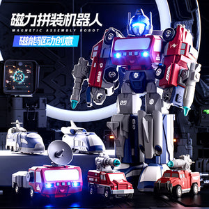 Guochao magnetic deformation robot assembly magnetic deformation autobot ejection cannon combined remote control toy gift