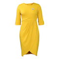 D364 with brooch foreign trade large size women's clothing  cross-border summer elegant elegant pleated european and american dress