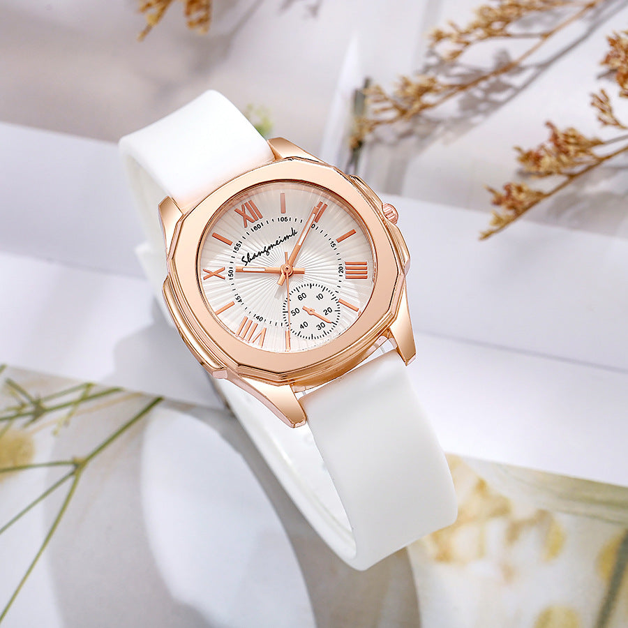 Trendy korean style quartz watch for women - elegant wristwatch with silicone strap - wholesale student watches