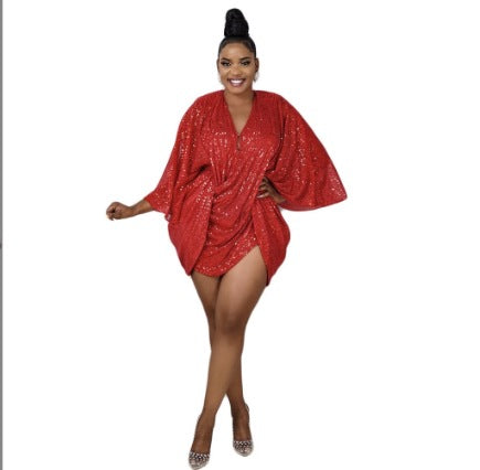 spring new arrivals: european and american style women's pleated sequin sexy fashion evening dress for cross-border e-commerce and independent online stores