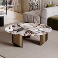 Italian minimalist living room coffee table, natural marble luxury stone round coffee table, suitable for small and large apartments, light luxury high-end home use
