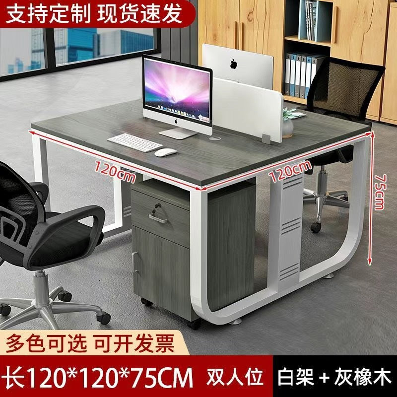 Modern minimalist office desk set - 4/6 workstation with partition, staff card seat, office desk and chair combination