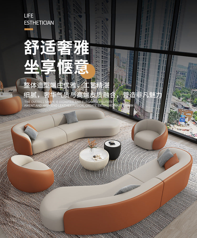 Reception sales office to discuss fabric sofa combination beauty salon hotel lobby office business curved rest area
