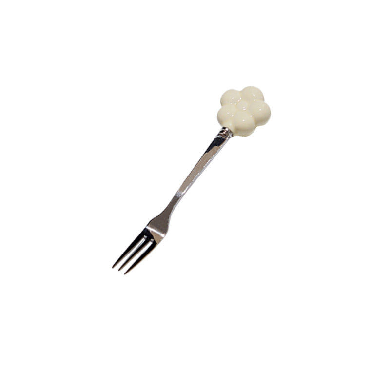 Creative sunflower stainless steel fruit fork desktop decoration ornament ceramic storage jar suit exquisite afternoon tea knife and fork