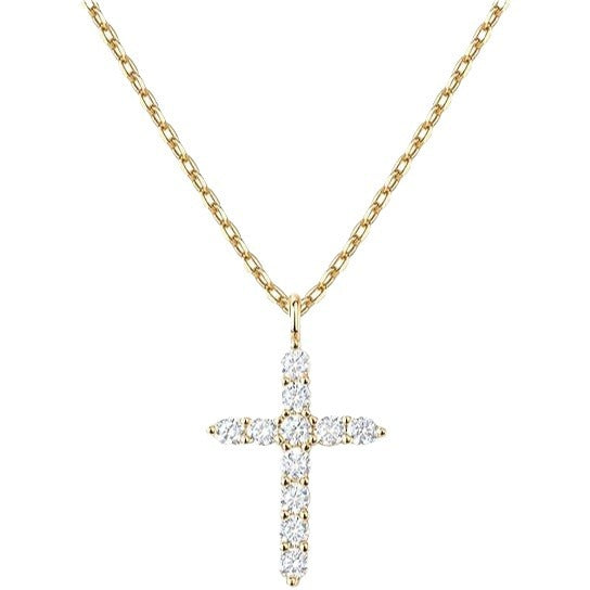 exclusive diamond-encrusted cross necklace jewelry for women, european and american high-end zircon clavicle chain