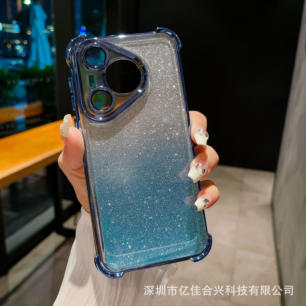 Huawei pura80 electroplated four corners suitable for honor magic8 gradient magnetic shield holder mobile phone case mate70