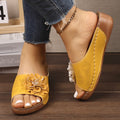 2026 summer new arrival: plus-size platform wedge slides - women's casual floral open-toe slippers, trendy fashion footwear for export