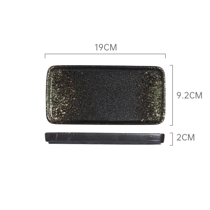 Japanese retro ceramic rectangular sushi plate - perfect for home use, desserts, pastries, creative flat plates, dim sum, and snacks