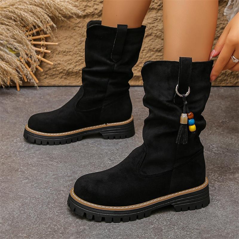 plus size women's boots  fall and winter new arrival pleated boots british style boken short boots women's slimming lookknee socks boots