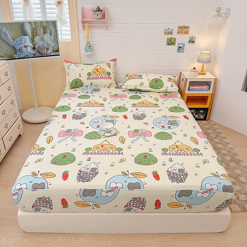 New pure color waterproof fitted sheet, urine-proof, breathable, machine washable bed sheets, thin brown mattress cover 1.8m heightened dust cover