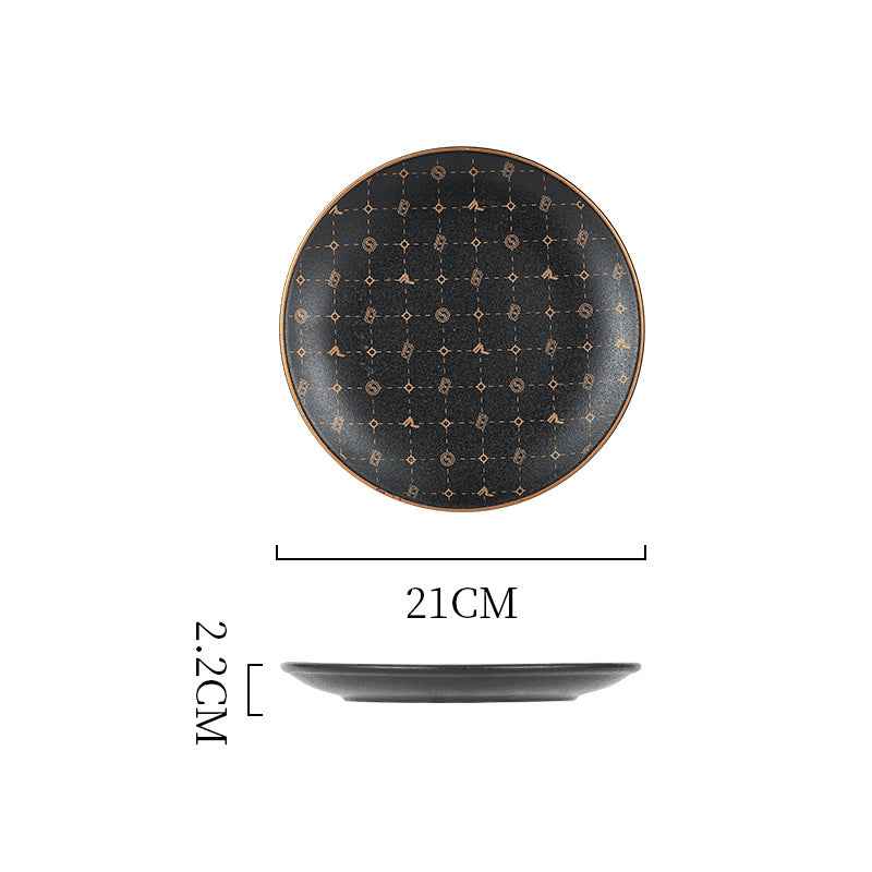 Creative black matte steak plate western dinner plate home nordic high-end dinner plate flat plate with rim restaurant hotel