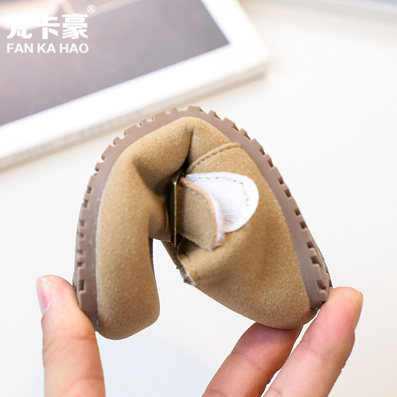 Fankahao kids two cotton birkenstock shoes winternew arrivalk-stylegirl soft bottom small leather shoes retro beanie shoes