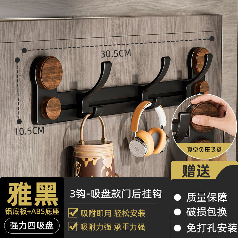 Suction cup door rear hook, no punching, strong load-bearing, vintage style bathroom adhesive coat hook, coat rack, traceless adhesive hook