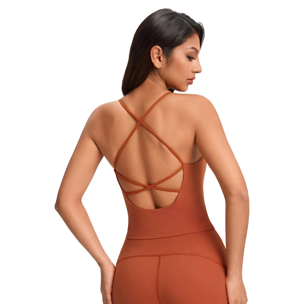 Women's yoga top with built-in bra, criss-cross back, fitness sports tank top, running pilates yoga bra yg-1009