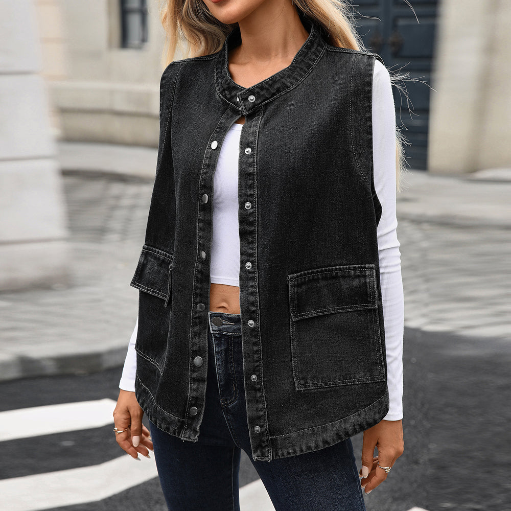 Fashion cross-border foreign trade  new arrival washed casualeasiest for matchslimming lookloose denim outweartops women's fashion