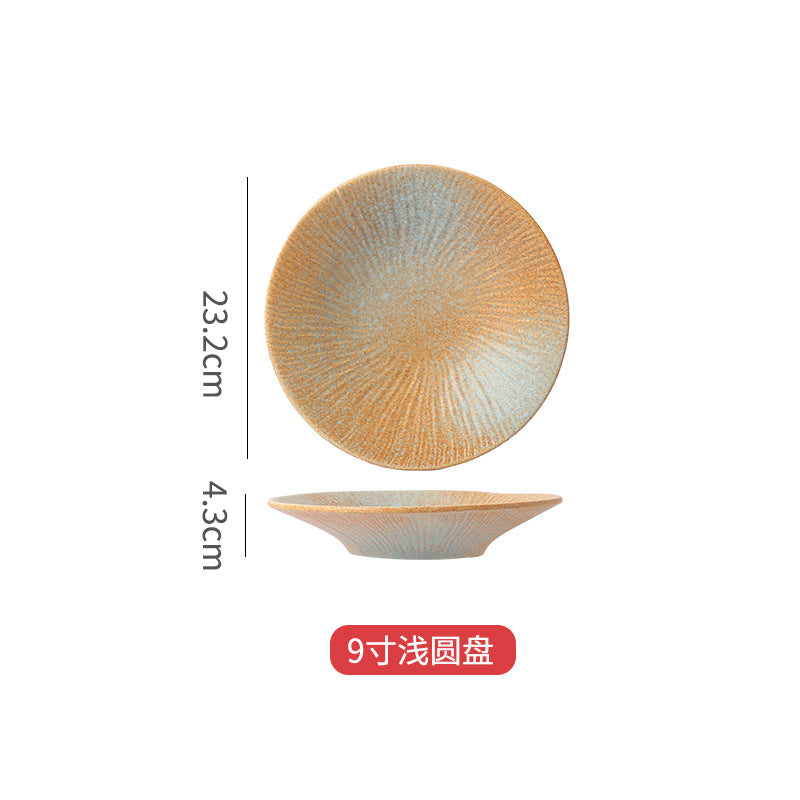 New creative ceramic plates - japanese retro round dinner plates, steak plates - wholesale for home and hotel tableware manufacturers
