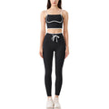 new arrivalcontrast color white striped running drawstring pants shorts three-quarter pants sports intimates bra yoga suit for women