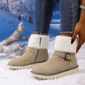 Cotton shoes fleece-linedheattechwinter snow boots women's belt buckle new style side zipper large size wholesale