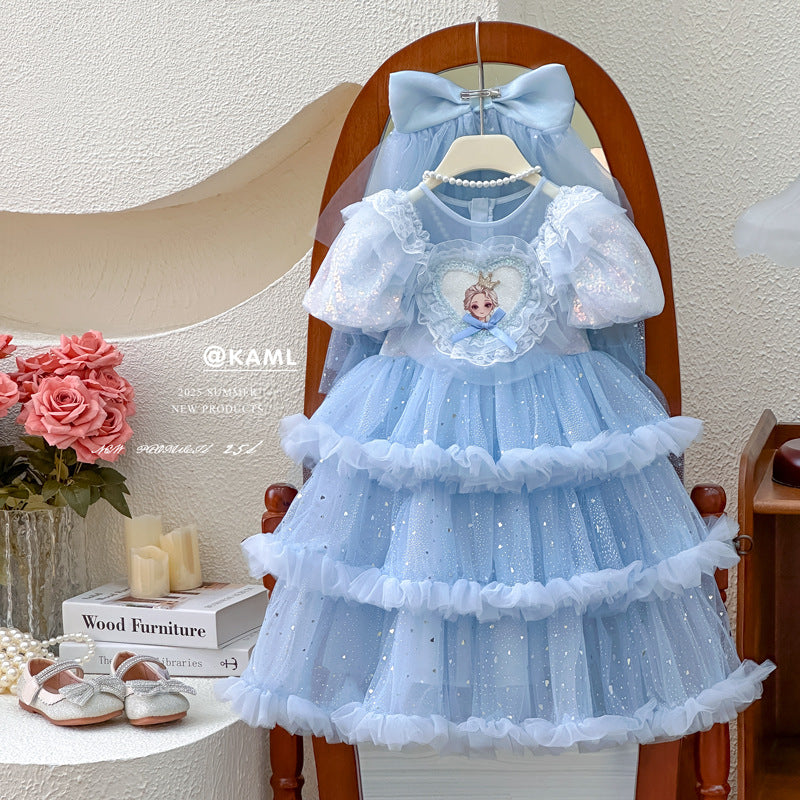 Girls' dress : frozen princess style, chic lace cake dress, elsa tutu, elsa gown - in stock