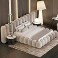 Cream style widescreen bed house large soft-packed fabric bed bedroom classy furniture double bed master bedroom 2.4m