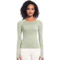 New seamless one-piece knit yoga top: high-stretch, compression fit, long sleeve, breathable, quick-dry running & fitness activewear t-shirt