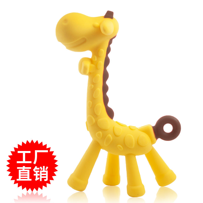 Baby molar stick food grade silicone bite music 6 months teething period baby soothing bite glue giraffe toothpaste