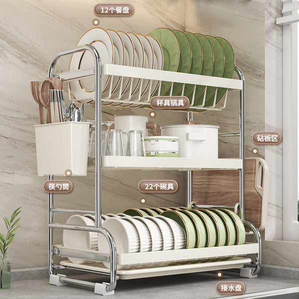 Stainless Steel Bowl Rack Kitchen Shelf Household Multifunctional Tableware Drain Rack Dish Storage Box Rack