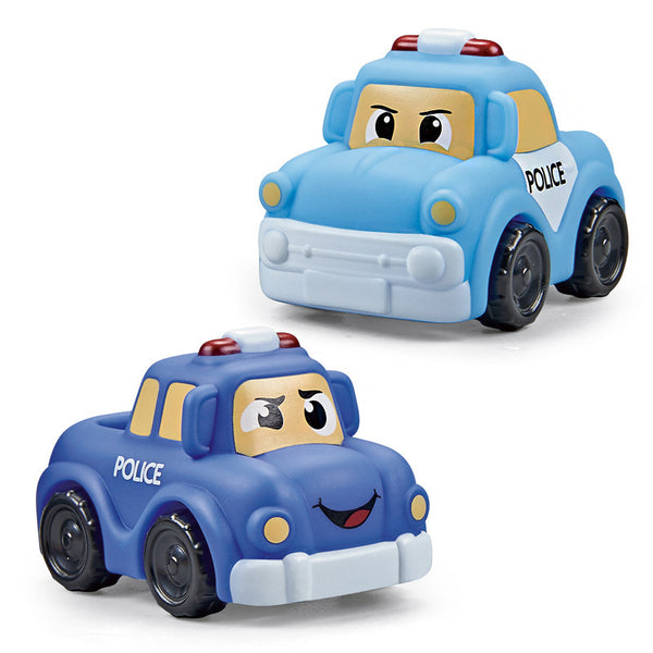 Cross-border export Russian children's cartoon vinyl police car drop-resistant toy car can be washed boy toy gifts