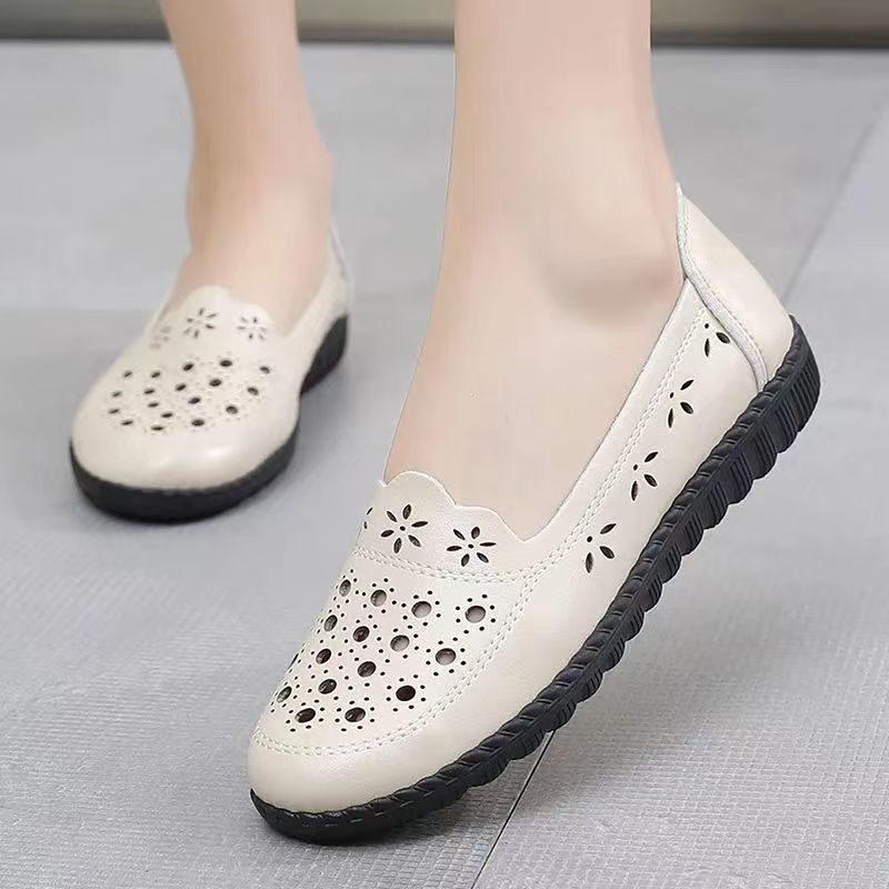 Soft leather soft bottom ladieswear shoes flatsabrasion resistantwaterproofbows work shoes wechat group purchase live broadcast one piece dropshipping