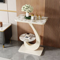 Accessible luxury modern slate side table small coffee table living room balcony double-layer round table sofa corner table side cabinet entrance storage rack