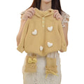 Girls' outfit set -  autumn/winter collection: stylish heart-hooded sweater (yellow top) & bow-tie leggings two-piece set
