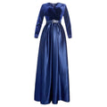 African dress women's european and american  cross-border hot style autumn and winter fashion deep v velvet long sleeve flared maxi dress * includes belt