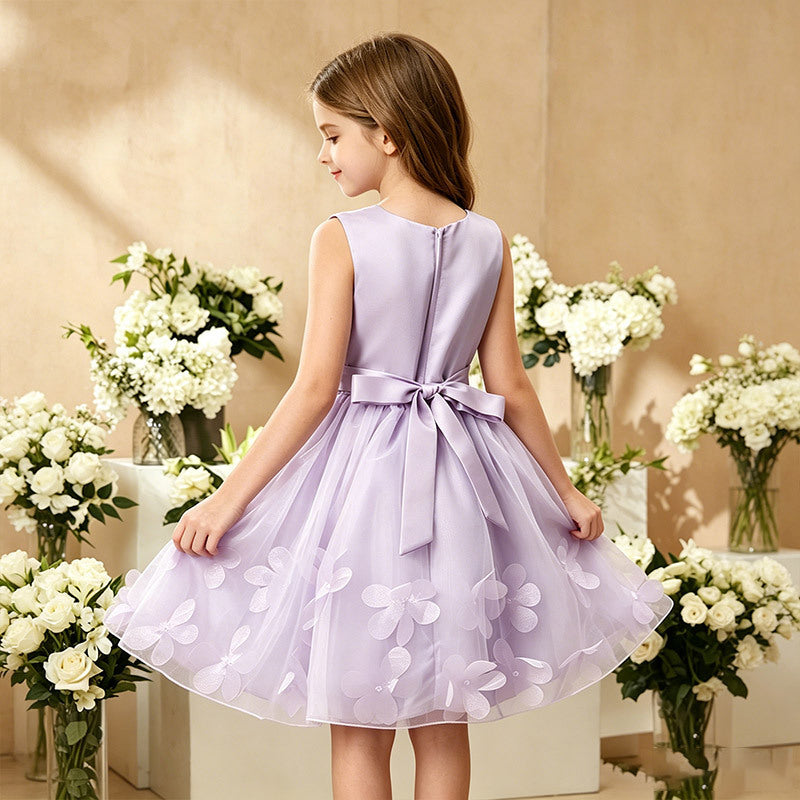 European and american style girls' sleeveless floral princess dress - perfect for weddings, flower girls, birthday parties, and evening events