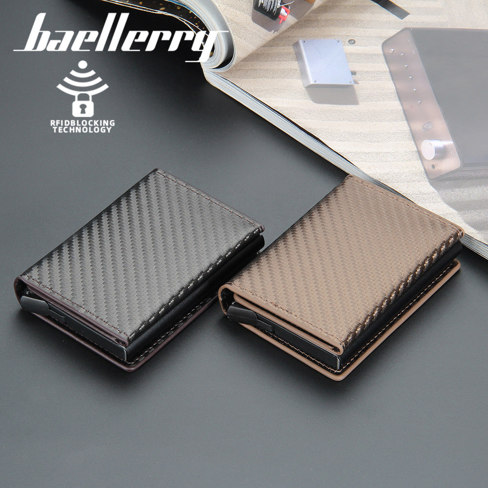 Baellerry new European and American anti-theft metal aluminum box carbon fiber RFID card bag credit card box bank card cover