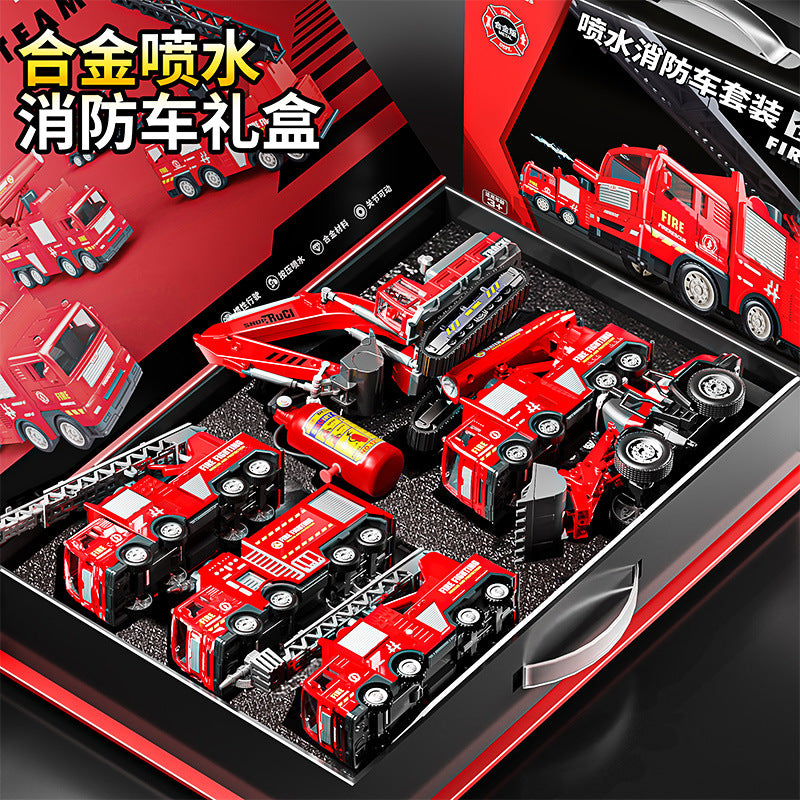 Bejies children's alloy fire truck set model ladder boy kids toy car excavator birthday gift