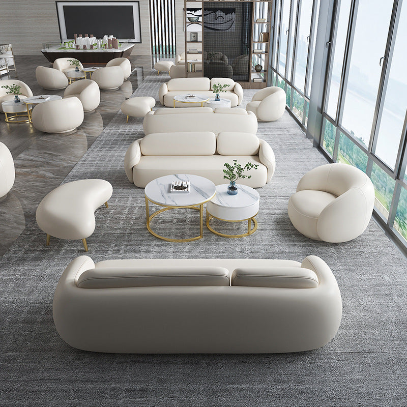 New arrival creative leather sofa combination coffee table yuanbao bread sofa business club reception negotiation sofa