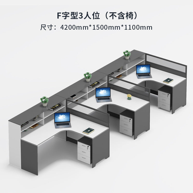 Saint li office desk partition - modern minimalist workstation for 4/6 people - ideal for finance offices - desk and chair combination