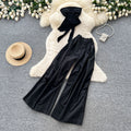 Accessible luxury normcore style suspender waist vest wide-leg pants two-piece set women's summerslimming lookfashion style work clothingsuit