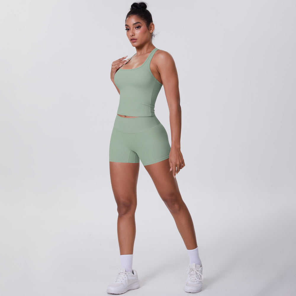 Cloud-feel brushed outdoor casual running yoga clothes, quick-drying, beautiful back, hip-lifting, tight shorts, sports and fitness clothes suit