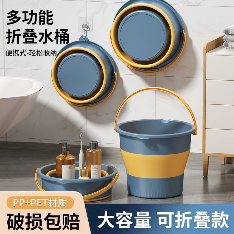Collapsible water bucket - outdoor fishing bucket, available in small and large sizes, car travel, car wash bucket, portable thickened handheld plastic bucket for home use