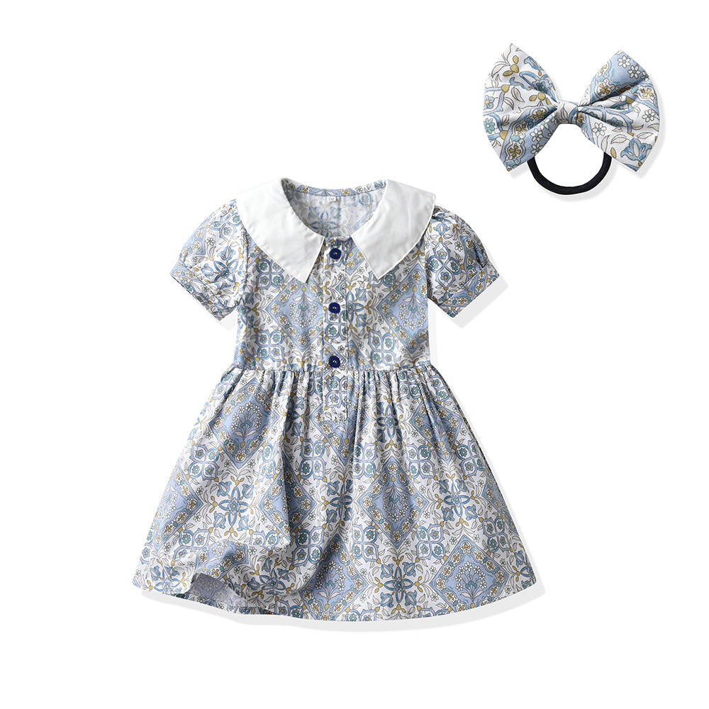 Sister and brother outfit, sister and brother outfit, family summer k-style male and female baby short-sleeved shirt, free belt, headband, shortssuit