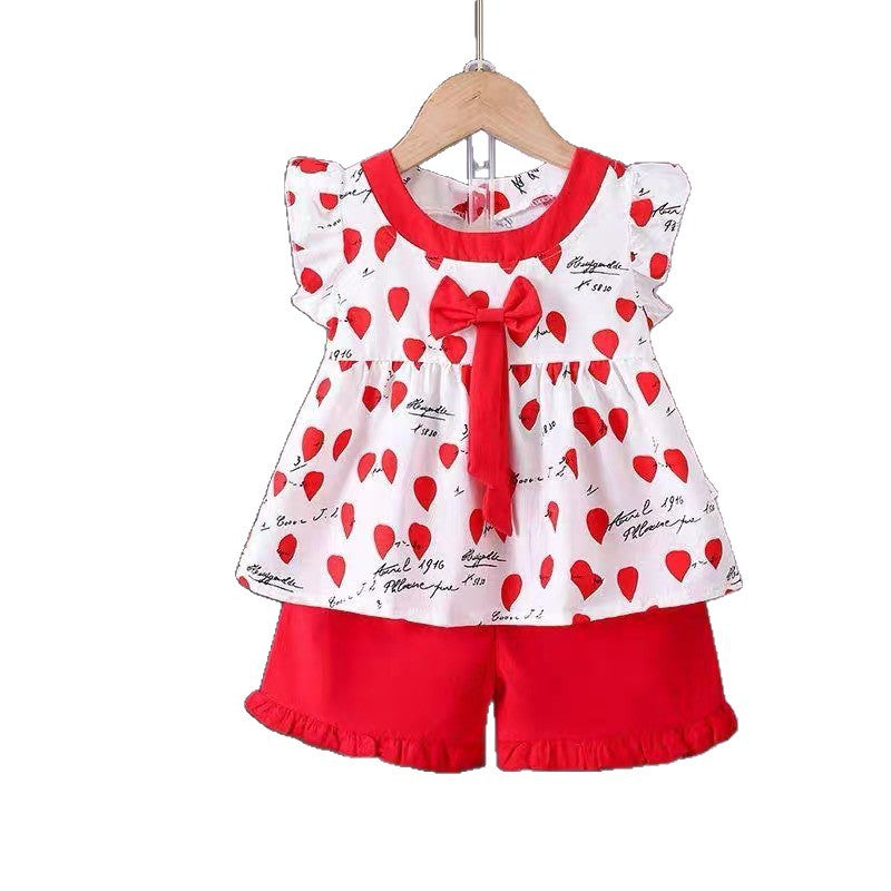 Girls' summer activewear set -  new collection: stylish two-piece short-sleeve outfit for kids, trendy baby clothes