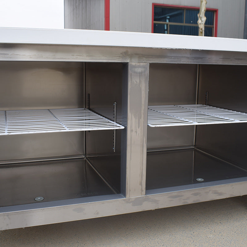 Stainless steel refrigerated work table - ideal for bubble tea shops, bars, and restaurants - horizontal freezer/refrigerator combination