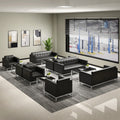 Minimalist sofa and coffee table set for living room, genuine leather sofa for 4s store reception area, single leather armchair sofa combination